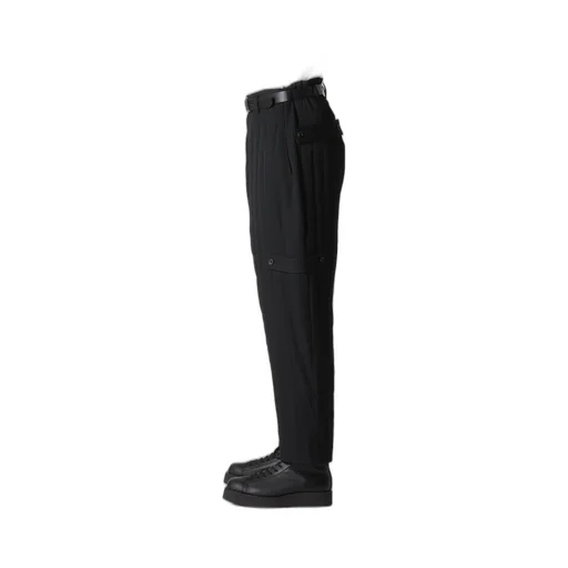 Wool Gabardine Tab Detail Padded Pants