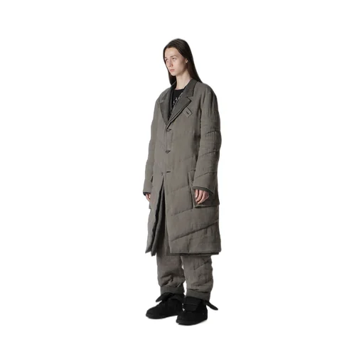 Silk Linen 3Buttons Diagonal Padded Long Jacket