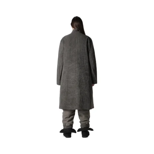 Silk Linen 3Buttons Diagonal Padded Long Jacket