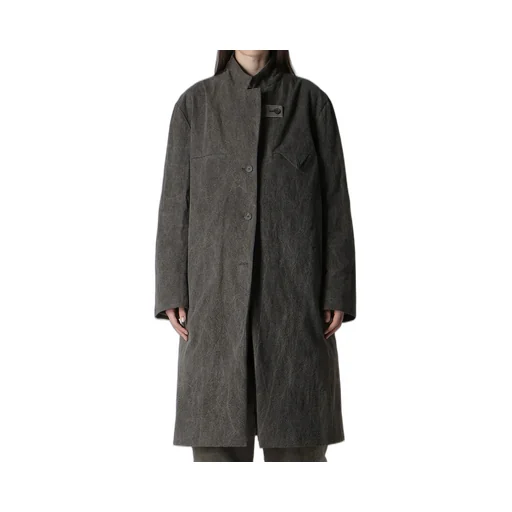 Silk Linen 3Buttons Diagonal Padded Long Jacket