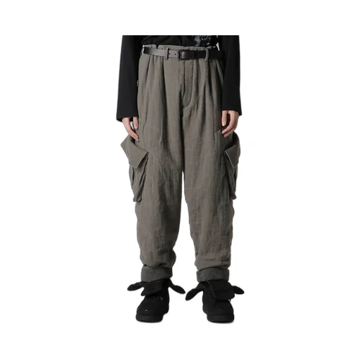 Silk Linen Pocket Detail Padded Pants