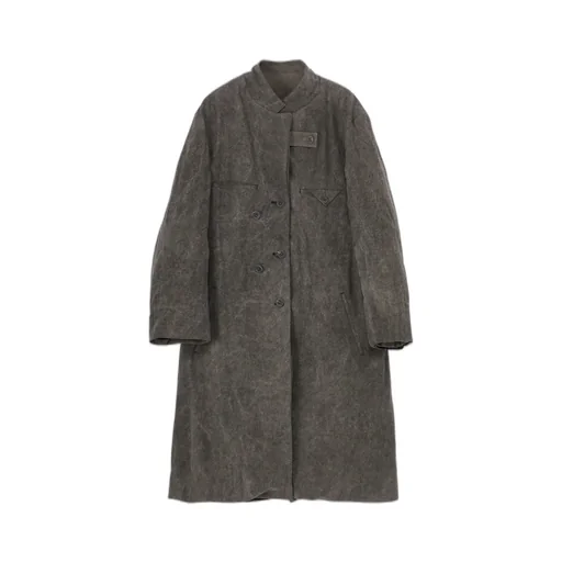 Silk Linen 3Buttons Diagonal Padded Long Jacket