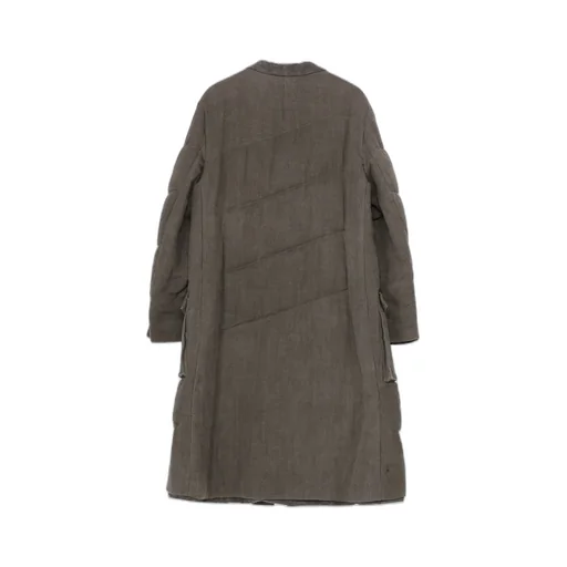 Silk Linen 3Buttons Diagonal Padded Long Jacket