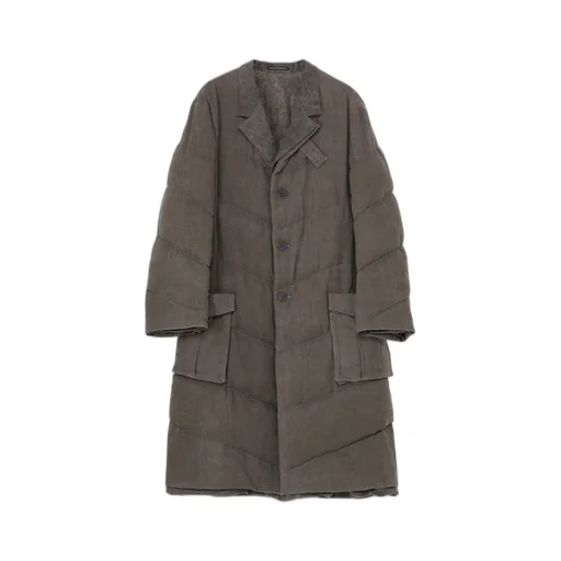 Silk Linen 3Buttons Diagonal Padded Long Jacket