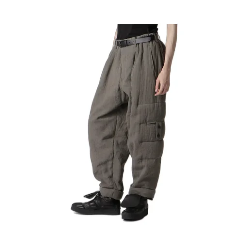 Silk Linen Knee Tab Padded Pants