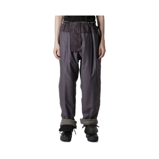 Silk Linen Knee Tab Padded Pants