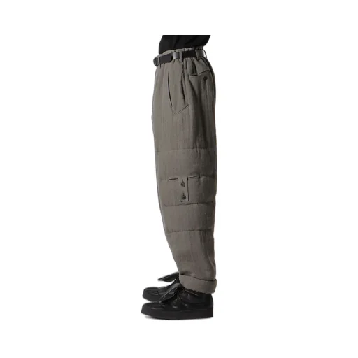 Silk Linen Knee Tab Padded Pants
