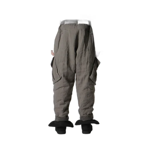 Silk Linen Pocket Detail Padded Pants