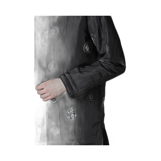 Button Printed Padded Collar Blouse