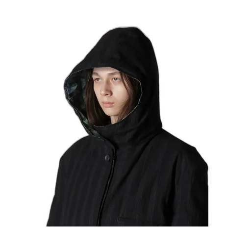 Diagonal Padded Printed Hood Jacket