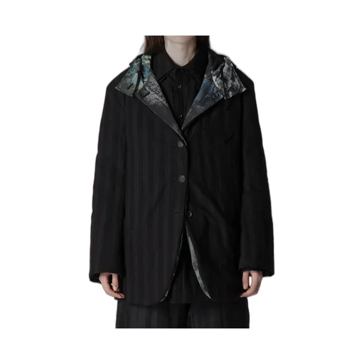 Diagonal Padded Printed Hood Jacket