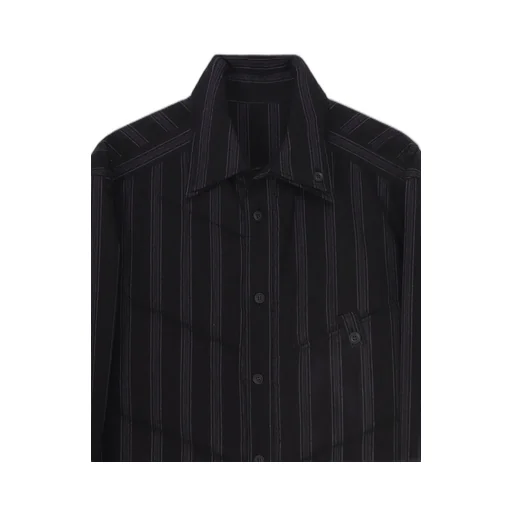 Cotton Stripe 2Collar Diagonal Padded Blouse