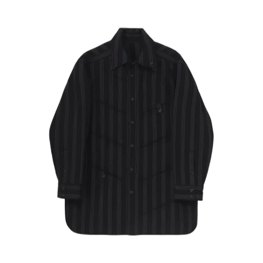 Cotton Stripe 2Collar Diagonal Padded Blouse