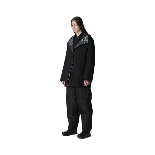 Diagonal Padded Printed Hood Jacket