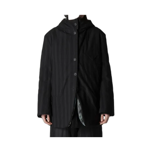 Diagonal Padded Printed Hood Jacket