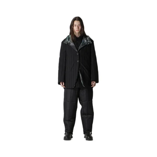 Diagonal Padded Printed Hood Jacket
