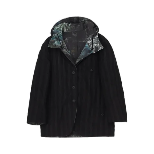 Diagonal Padded Printed Hood Jacket