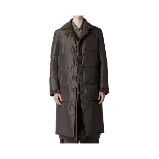 Flannel Khaki Belted Long Jacket With Liner