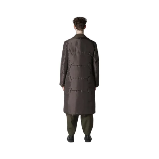 Flannel Khaki Belted Long Jacket With Liner