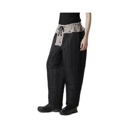 Raw Linen Velvet Loop Button Pants With Liner