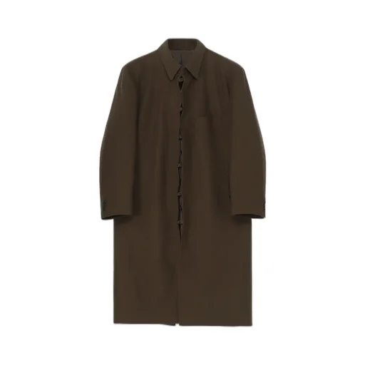 Flannel Khaki Belted Long Jacket With Liner