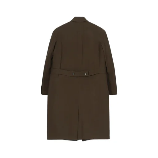 Flannel Khaki Belted Long Jacket With Liner