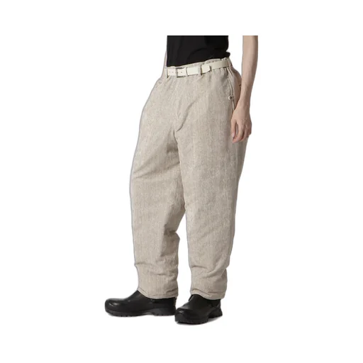 Raw Linen Velvet Loop Button Pants With Liner
