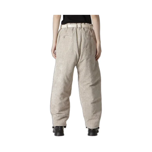 Raw Linen Velvet Loop Button Pants With Liner
