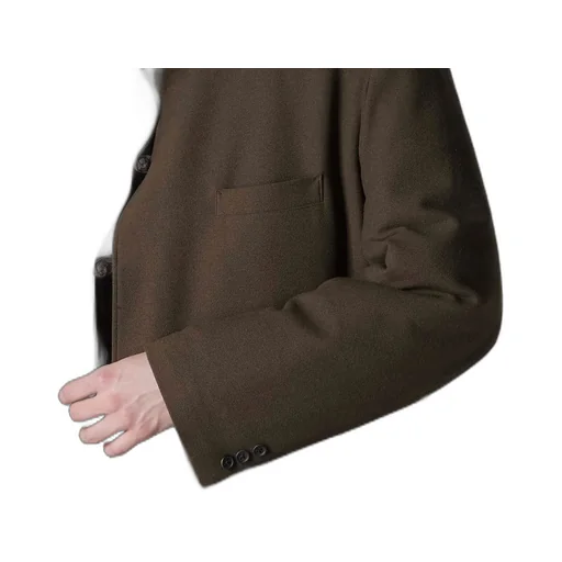 Flannel Khaki Belted Long Jacket With Liner