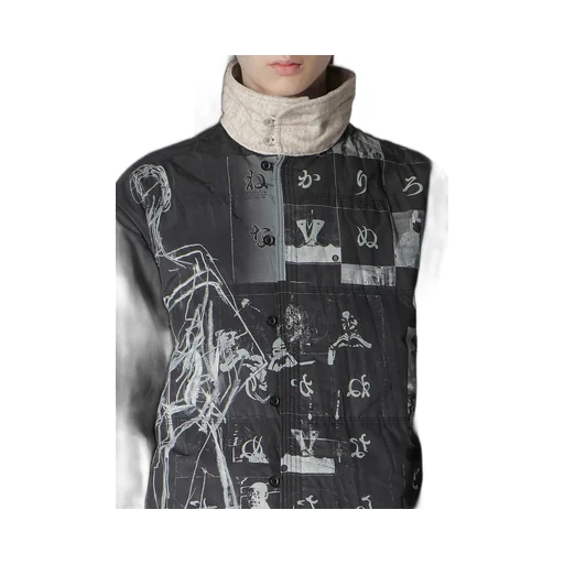 Dessin Motif Standcollar Padded Blouse
