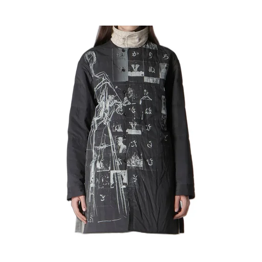 Dessin Motif Standcollar Padded Blouse