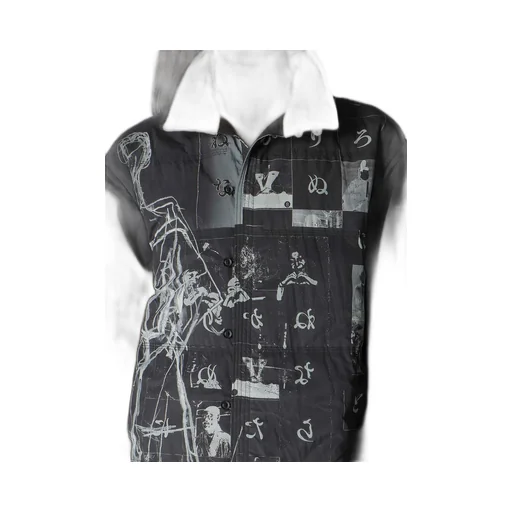 Dessin Motif Standcollar Padded Blouse