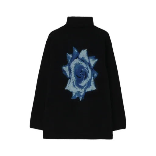 Flower Designed Turtle Neck Knit