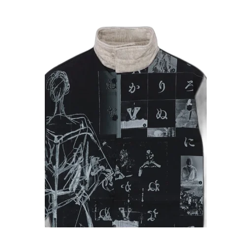 Dessin Motif Standcollar Padded Blouse