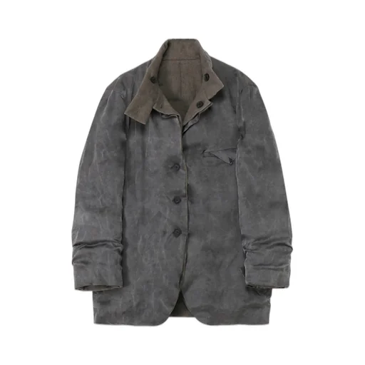 Silk Linen Inked Horizontal Padded Stand Jacket