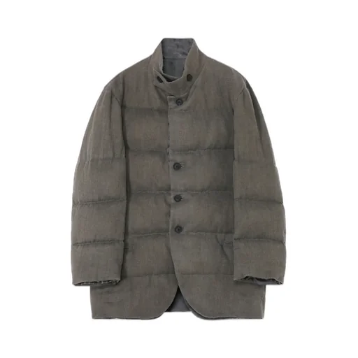 Silk Linen Inked Horizontal Padded Stand Jacket