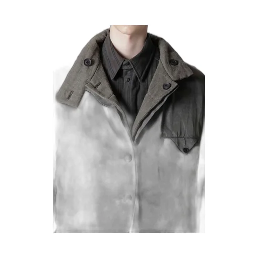 Silk Linen Inked Horizontal Padded Stand Jacket