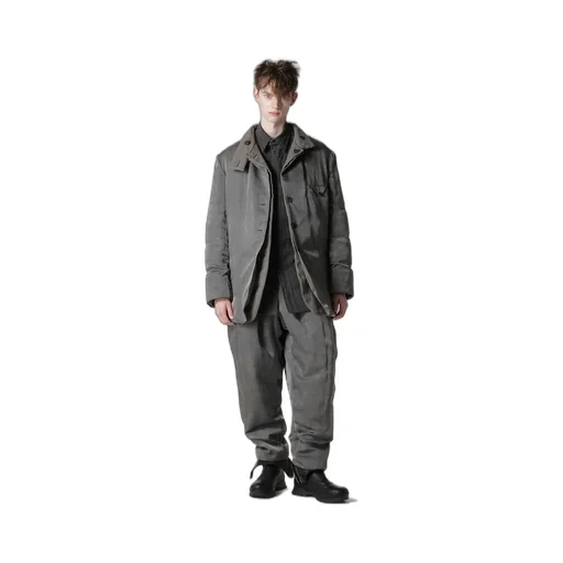 Silk Linen Inked Horizontal Padded Stand Jacket