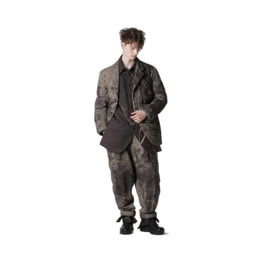Collage Printed Herringbone Pants