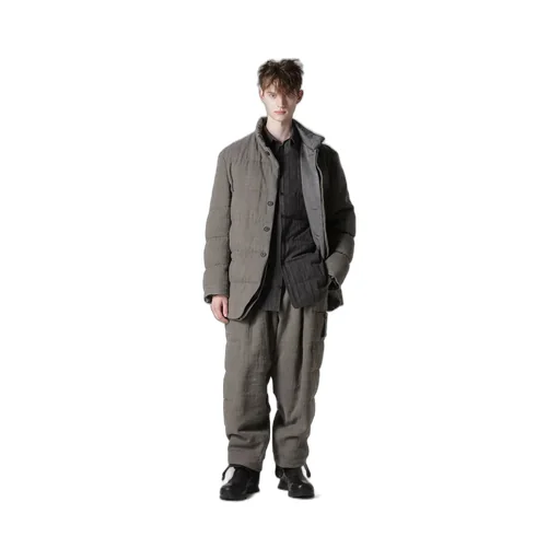 Silk Linen Inked Horizontal Padded Stand Jacket