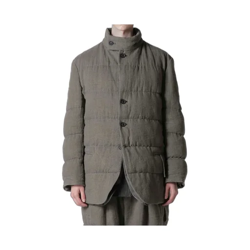 Silk Linen Inked Horizontal Padded Stand Jacket