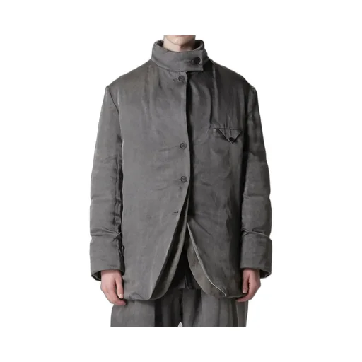 Silk Linen Inked Horizontal Padded Stand Jacket