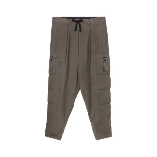 Silk Linen Inked Knee Tab Padded Pants