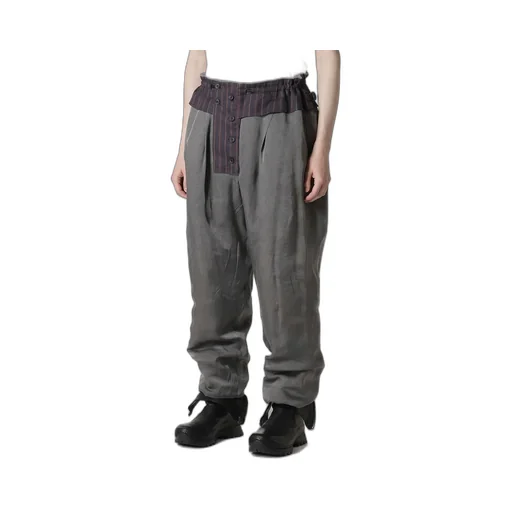 Silk Linen Inked Knee Tab Padded Pants