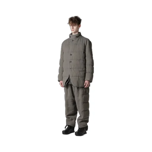 Silk Linen Inked Horizontal Padded Stand Jacket