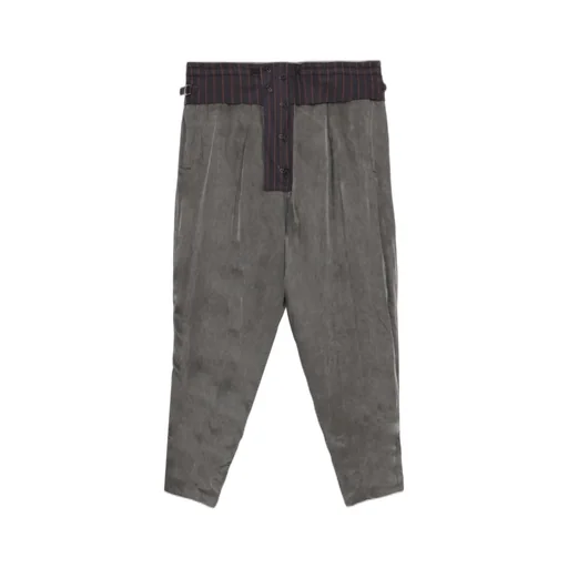 Silk Linen Inked Knee Tab Padded Pants