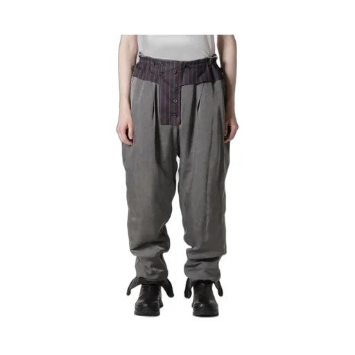 Silk Linen Inked Knee Tab Padded Pants