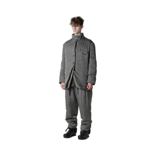 Silk Linen Inked Horizontal Padded Stand Jacket