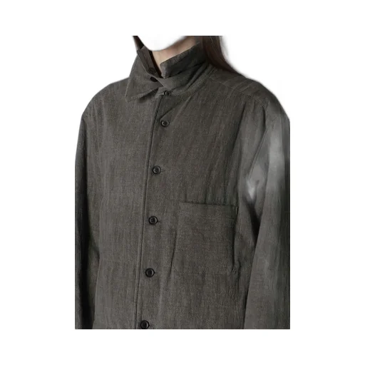 Linen/Cotton Sheeting Gusset Collar Padded Blouse