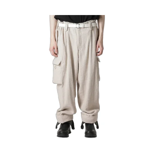 Silk Linen Tweed Gusset Pocket Padded Pants